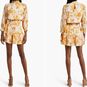 Ambrielle floral smocked long sleeve mini dress